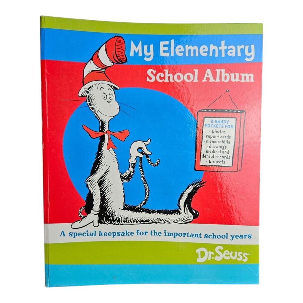 K-5 Dr. Seuss My Elementary School Album Cat in the Hat Pockets to Hold Items
